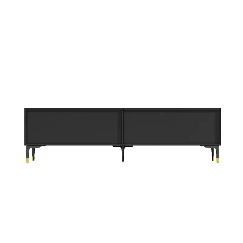Meuble TV Noir Famapy avec Portes à Motifs Géométriques - Accents Dorés, Console Multimédia Moderne