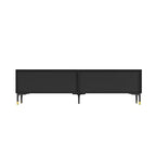 Meuble TV Noir Famapy avec Portes à Motifs Géométriques - Accents Dorés, Console Multimédia Moderne
