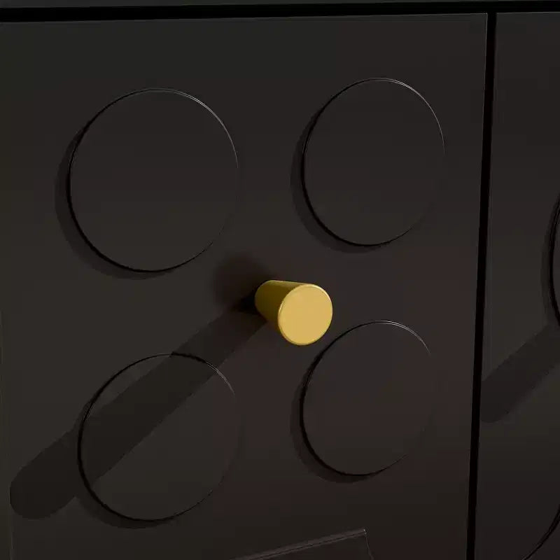 Meuble TV Noir Famapy avec Portes à Motifs Géométriques - Accents Dorés, Console Multimédia Moderne
