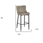 HomeRoots Lot de deux tabourets de bar à hauteur de comptoir, 26 po, en faux cuir gris et noir et métal, dossier bas
