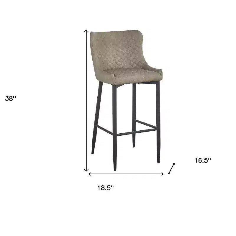 HomeRoots Lot de deux tabourets de bar à hauteur de comptoir, 26 po, en faux cuir gris et noir et métal, dossier bas