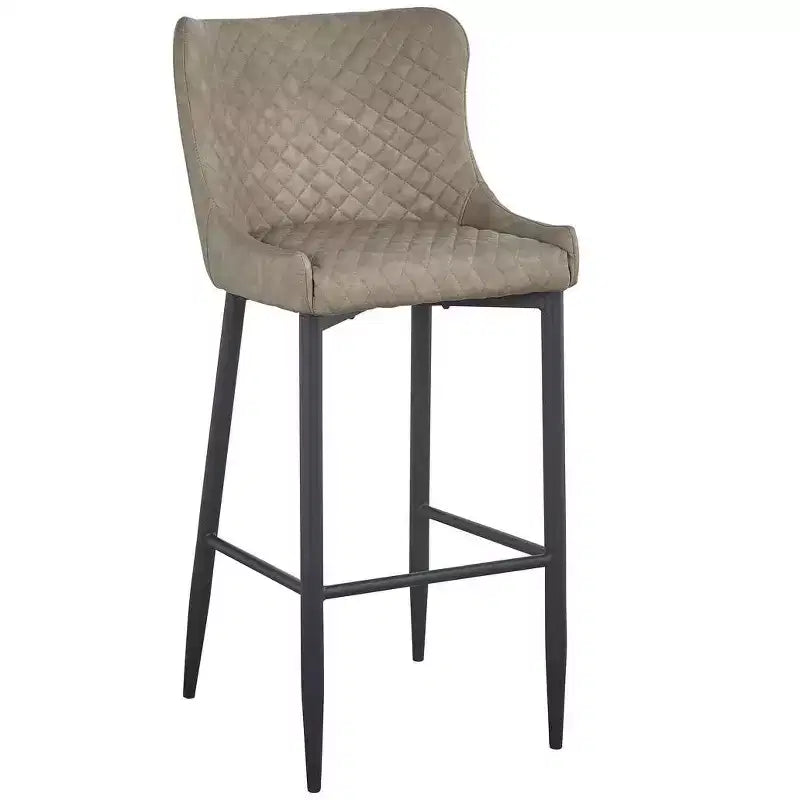 HomeRoots Lot de deux tabourets de bar à hauteur de comptoir, 26 po, en faux cuir gris et noir et métal, dossier bas
