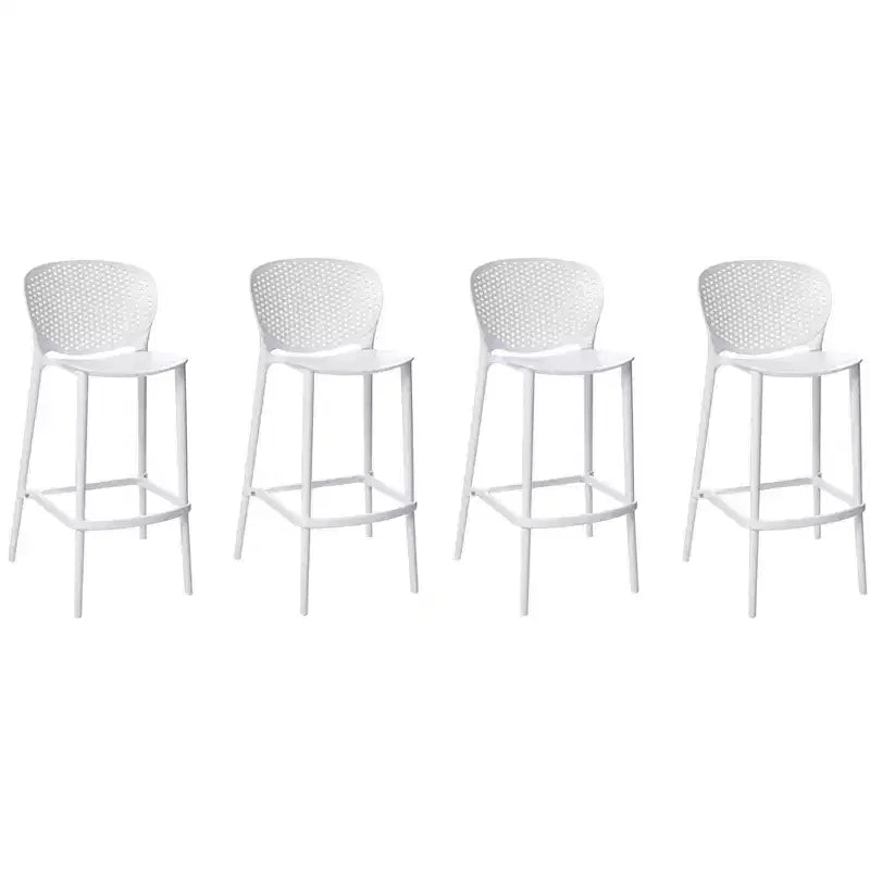 HomeRoots Set of Four 26 White Heavy Duty Plastic Low Back Counter Height Bar Chairs