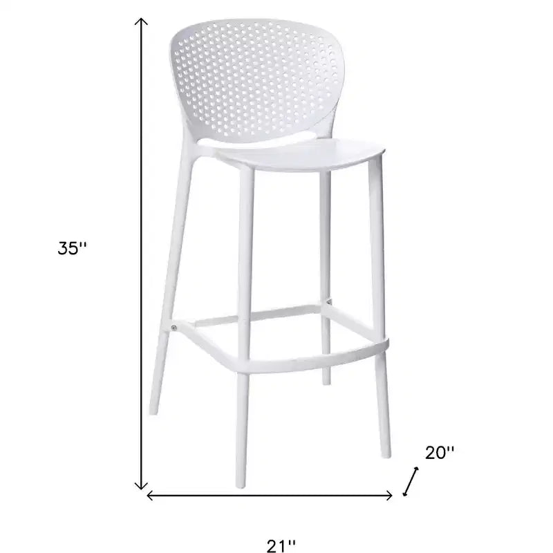 HomeRoots Lot de quatre chaises de bar de 66 cm de hauteur de comptoir, en plastique blanc robuste à dossier bas