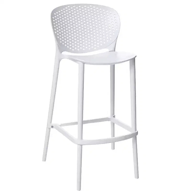 HomeRoots Lot de quatre chaises de bar de 66 cm de hauteur de comptoir, en plastique blanc robuste à dossier bas