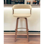 HomeRoots Chaise de bar pivotante de 31 po en similicuir crème et bois brun