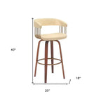 HomeRoots Chaise de bar pivotante de 31 po en similicuir crème et bois brun