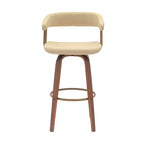 HomeRoots Chaise de bar pivotante de 31 po en similicuir crème et bois brun
