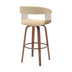 HomeRoots Chaise de bar pivotante de 31 po en similicuir crème et bois brun