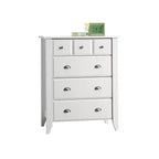 HomeStock Commode verticale en bois composite de 20,96 cm de haut avec 4 tiroirs au fini blanc