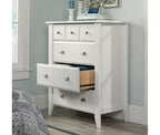HomeStock Commode verticale en bois composite de 20,96 cm de haut avec 4 tiroirs au fini blanc