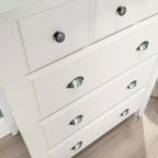HomeStock Commode verticale en bois composite de 20,96 cm de haut avec 4 tiroirs au fini blanc