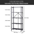 Étagère de rangement à 5 niveaux avec roulettes, rayonnage métallique pliable, présentoir, aucun assemblage requis, pour garage, cuisine, sous-sol, garde-manger