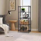 Étagère de rangement à 5 niveaux avec roulettes, rayonnage métallique pliable, présentoir, aucun assemblage requis, pour garage, cuisine, sous-sol, garde-manger