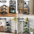 Étagère de rangement à 5 niveaux avec roulettes, rayonnage métallique pliable, présentoir, aucun assemblage requis, pour garage, cuisine, sous-sol, garde-manger