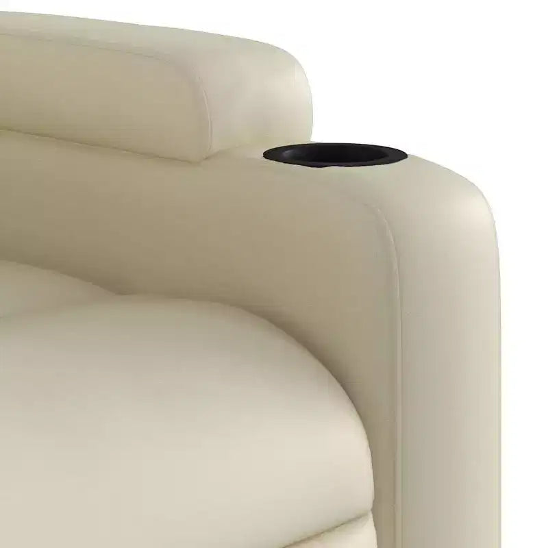 vidaXL Fauteuil inclinable de massage électrique - Fauteuil releveur en similicuir crème avec massage vibrant, fonction de levage électrique, porte-gobelets pour le confort du salon