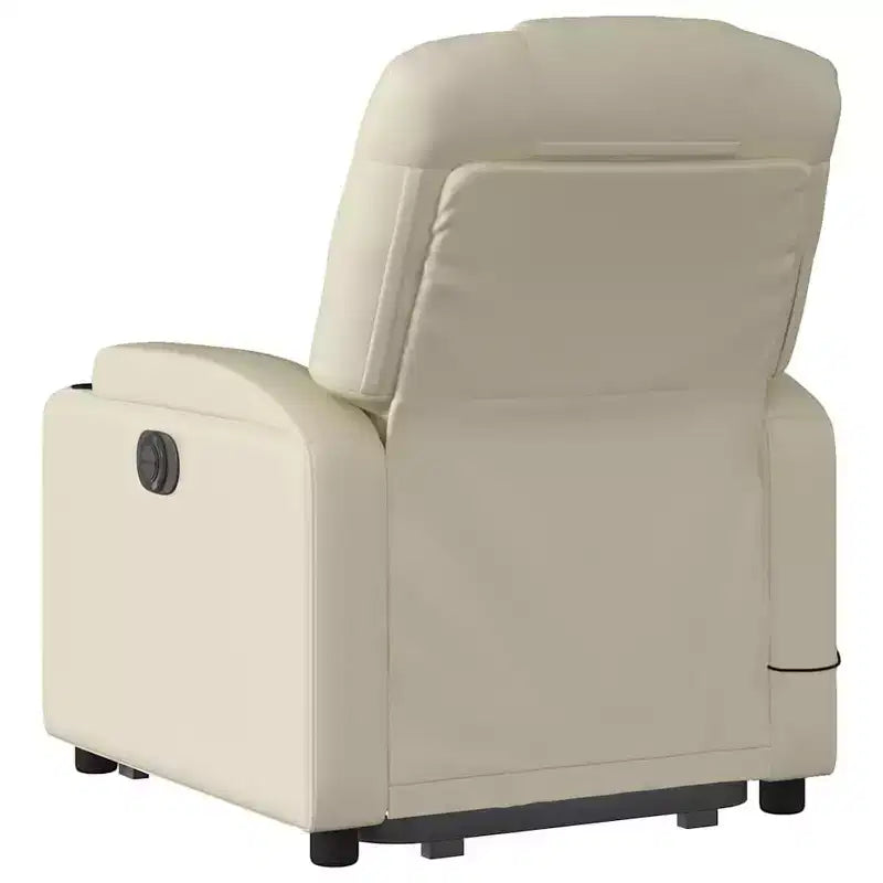 vidaXL Fauteuil inclinable de massage électrique - Fauteuil releveur en similicuir crème avec massage vibrant, fonction de levage électrique, porte-gobelets pour le confort du salon