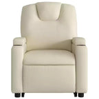 vidaXL Fauteuil inclinable de massage électrique - Fauteuil releveur en similicuir crème avec massage vibrant, fonction de levage électrique, porte-gobelets pour le confort du salon