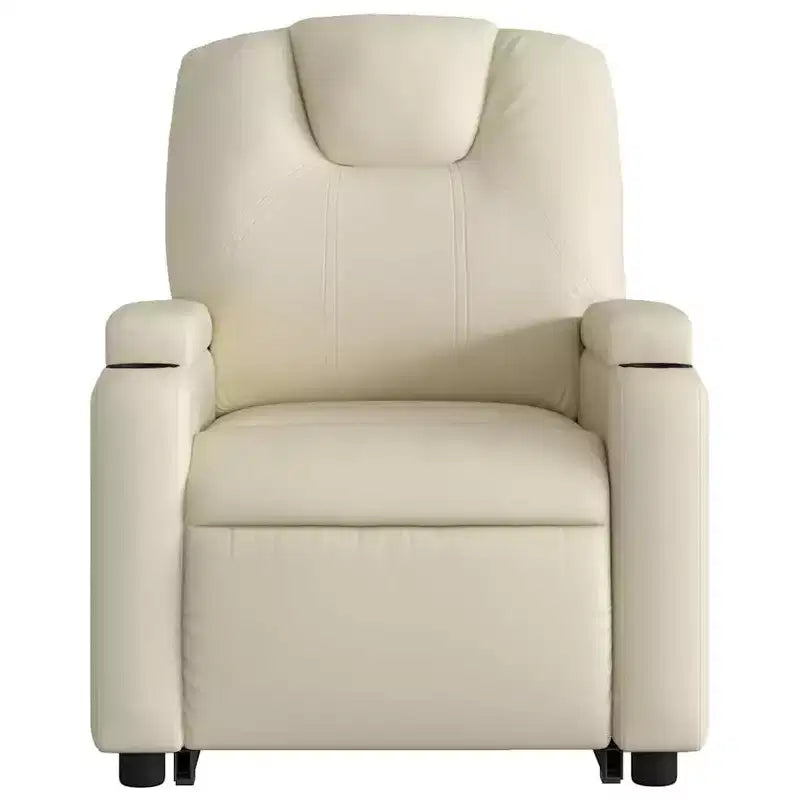 vidaXL Fauteuil inclinable de massage électrique - Fauteuil releveur en similicuir crème avec massage vibrant, fonction de levage électrique, porte-gobelets pour le confort du salon
