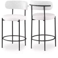 Meridian Furniture,Beacon Cream Vegan Leather Seat Stool, Set of 2