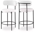 Meridian Furniture,Beacon Cream Vegan Leather Seat Stool, Set of 2