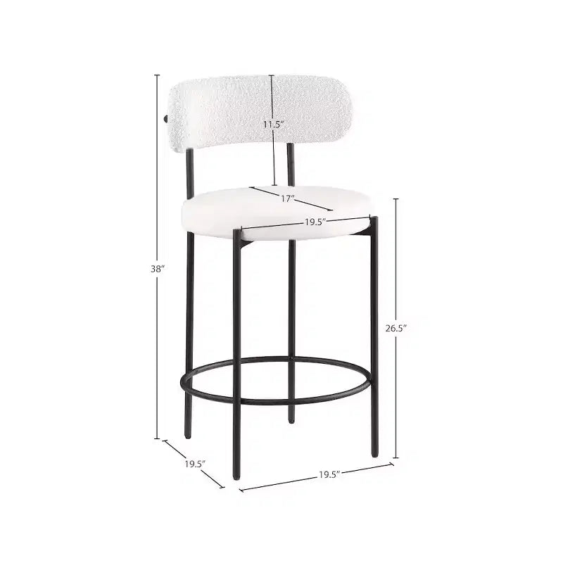 Meridian Furniture, Tabouret de bar Beacon en cuir vegan crème, lot de 2