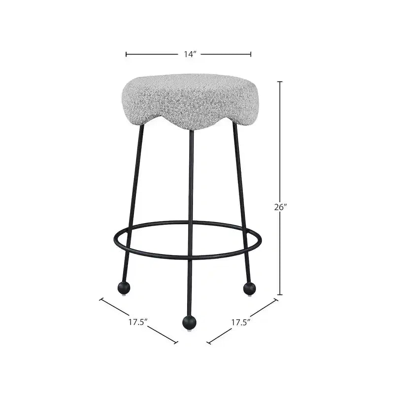 Meridian Furniture, Tabouret de Comptoir en Tissu Gris Fleur