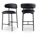 Meridian Furniture,Lupita Black Vegan Leather Counter Stool, Set of 2