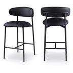 Meridian Furniture,Lupita Black Vegan Leather Counter Stool, Set of 2