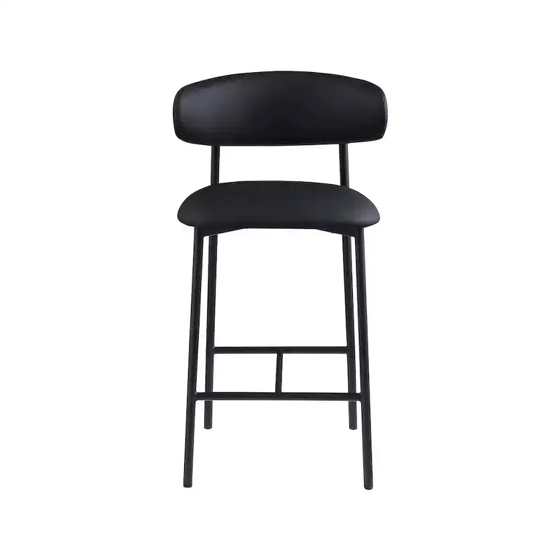 Meridian Furniture, Tabouret de comptoir Lupita en cuir vegan noir, Lot de 2