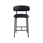 Meridian Furniture, Tabouret de comptoir Lupita en cuir vegan noir, Lot de 2