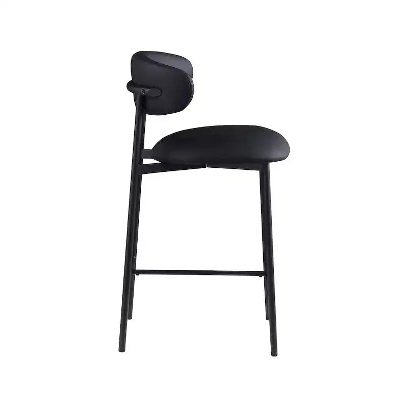 Meridian Furniture, Tabouret de comptoir Lupita en cuir vegan noir, Lot de 2