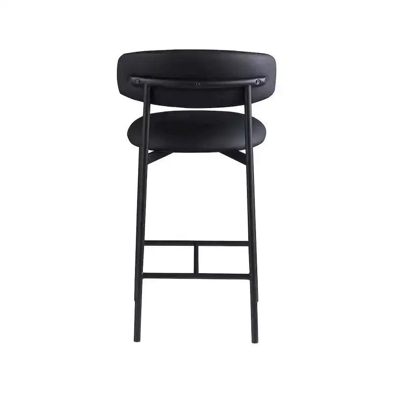 Meridian Furniture, Tabouret de comptoir Lupita en cuir vegan noir, Lot de 2