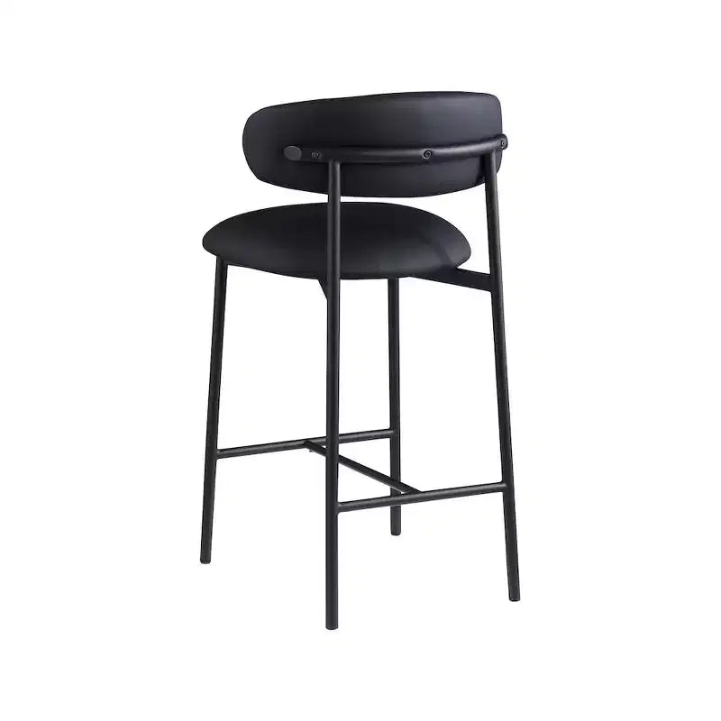 Meridian Furniture, Tabouret de comptoir Lupita en cuir vegan noir, Lot de 2