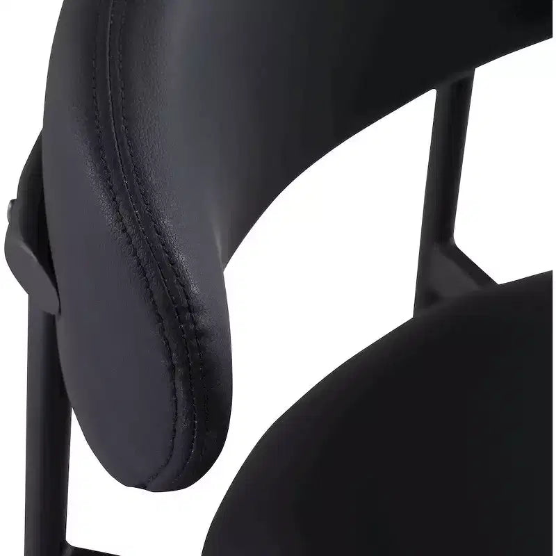 Meridian Furniture, Tabouret de comptoir Lupita en cuir vegan noir, Lot de 2
