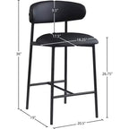 Meridian Furniture, Tabouret de comptoir Lupita en cuir vegan noir, Lot de 2