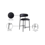 Meridian Furniture, Tabouret de comptoir Lupita en cuir vegan noir, Lot de 2