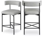 Meridian Furniture,Rivage Light Grey Durable Linen Textured Fabric Stool, Set of 2
