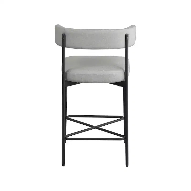 Meridian Furniture, Tabouret en tissu texturé lin gris clair et durable Rivage, lot de 2