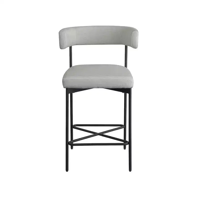Meridian Furniture, Tabouret en tissu texturé lin gris clair et durable Rivage, lot de 2