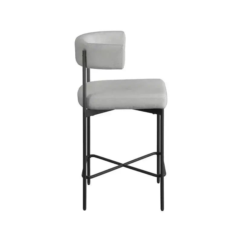 Meridian Furniture, Tabouret en tissu texturé lin gris clair et durable Rivage, lot de 2