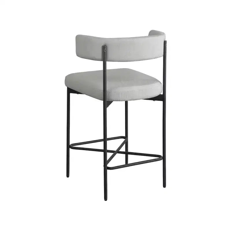 Meridian Furniture, Tabouret en tissu texturé lin gris clair et durable Rivage, lot de 2