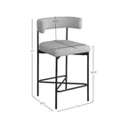 Meridian Furniture, Tabouret en tissu texturé lin gris clair et durable Rivage, lot de 2
