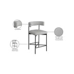 Meridian Furniture, Tabouret en tissu texturé lin gris clair et durable Rivage, lot de 2