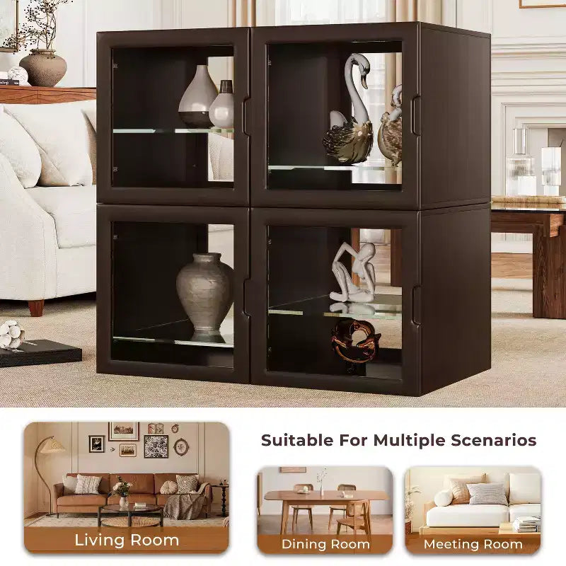 ATJafurn Vitrine en verre double face, Vitrine pour objets de collection, Vitrine décorative en verre avec étagères réglables pour le salon