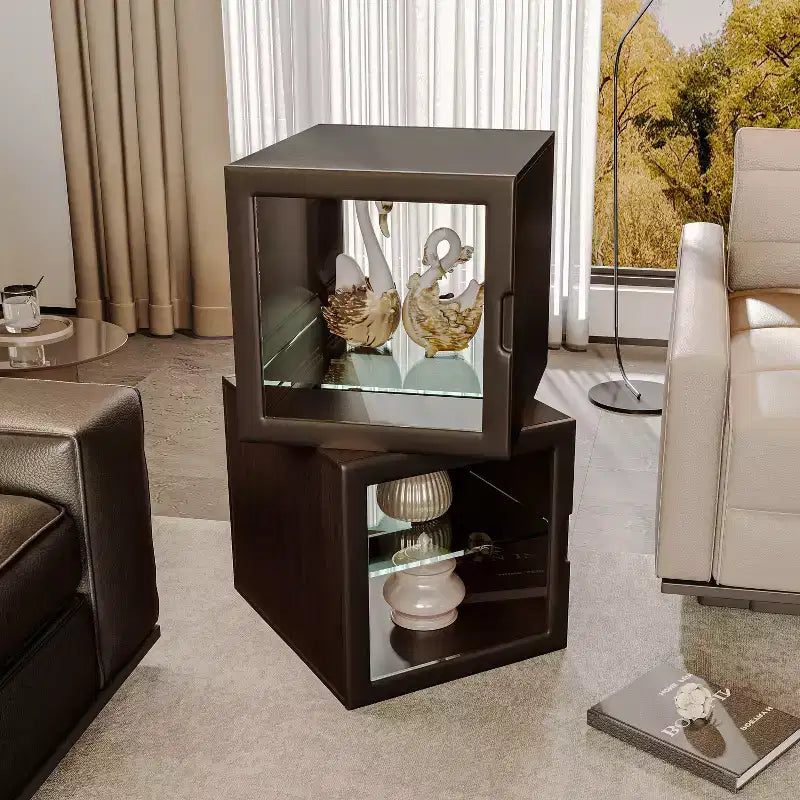 ATJafurn Vitrine en verre double face, Vitrine pour objets de collection, Vitrine décorative en verre avec étagères réglables pour le salon