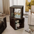 ATJafurn Vitrine en verre double face, Vitrine pour objets de collection, Vitrine décorative en verre avec étagères réglables pour le salon