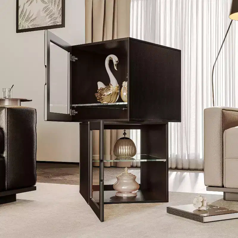 ATJafurn Vitrine en verre double face, Vitrine pour objets de collection, Vitrine décorative en verre avec étagères réglables pour le salon