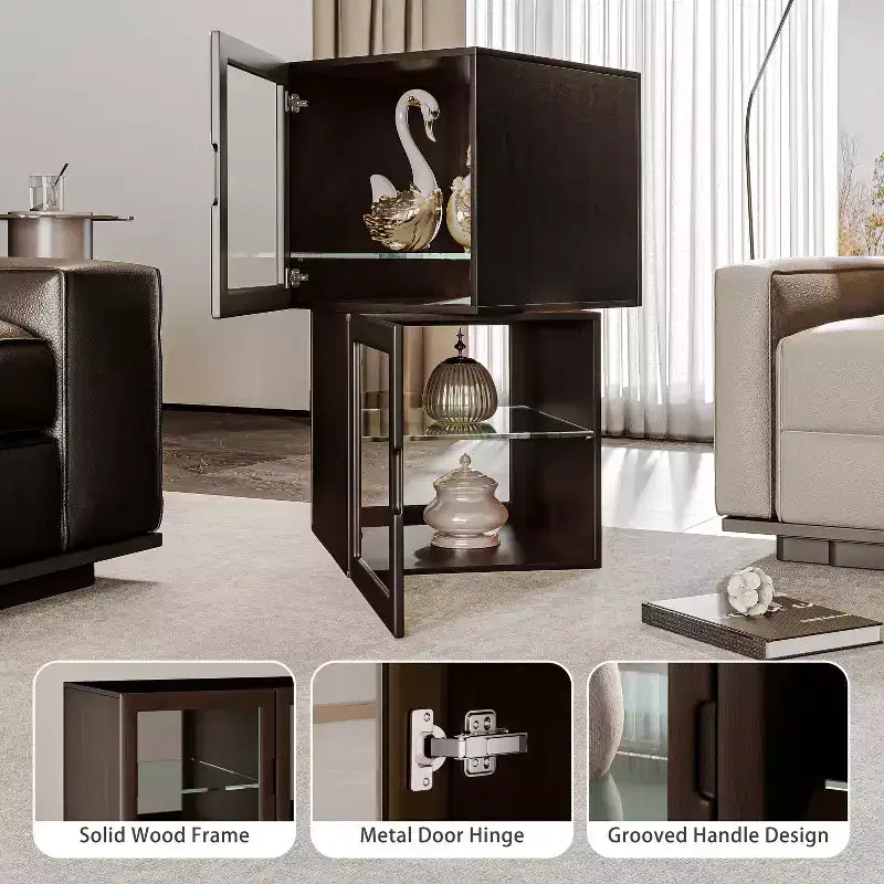 ATJafurn Vitrine en verre double face, Vitrine pour objets de collection, Vitrine décorative en verre avec étagères réglables pour le salon