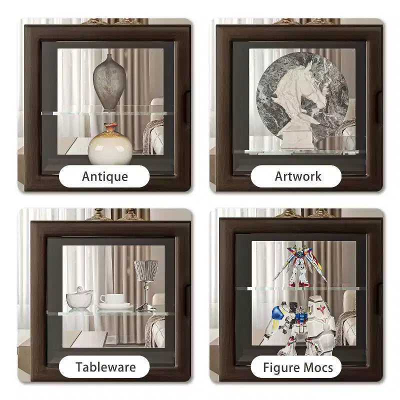 ATJafurn Vitrine en verre double face, Vitrine pour objets de collection, Vitrine décorative en verre avec étagères réglables pour le salon